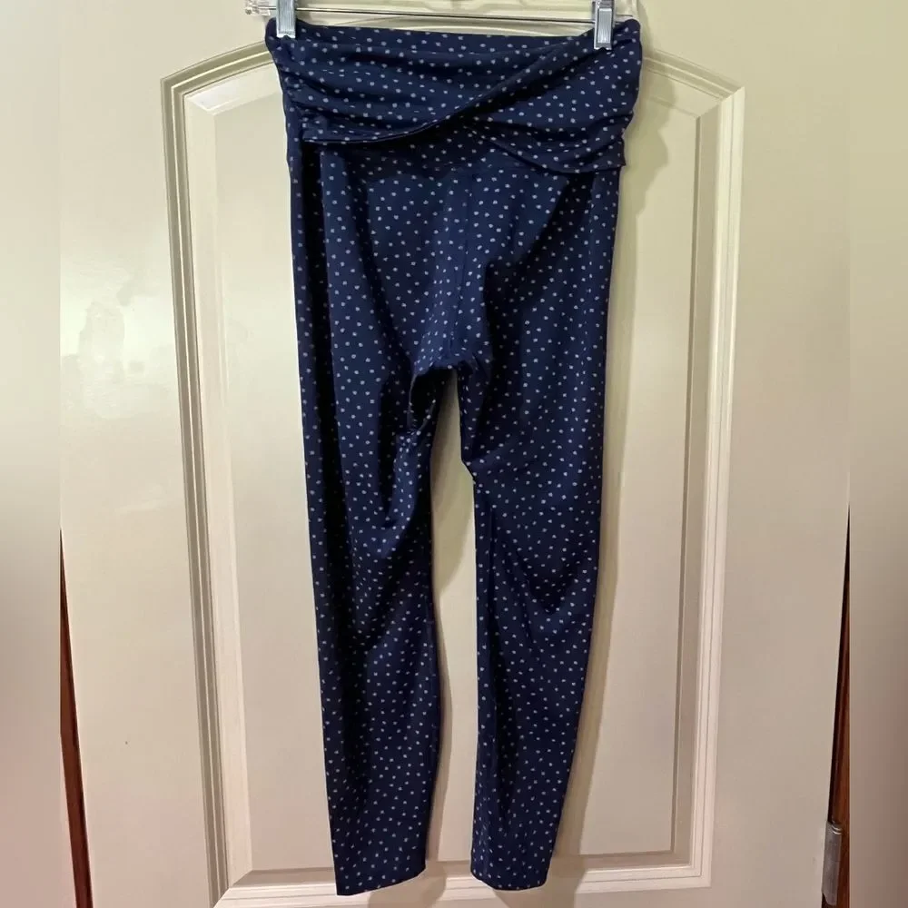 NIKE Yoga Dot Print High Twist Waist 7/8 Capri CZ9144-410 Blue Leggings Size Med
